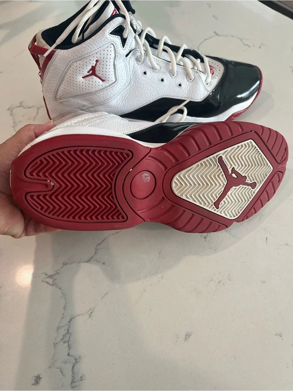 Jordan Men’s HighTop Athletic Sneakers - White/Black/Red